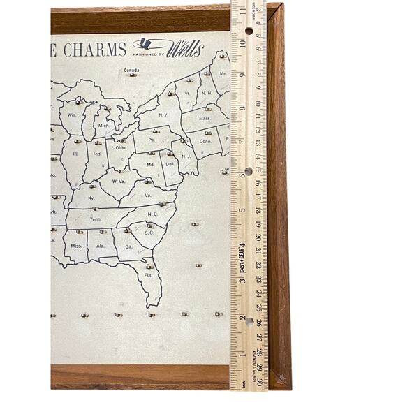 Rare Vintage Wells Sterling Silver State Charms Display Board Picture Frame - Picture 6 of 8